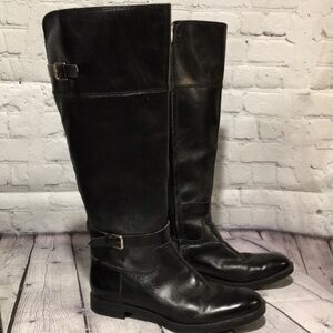 Enzo Angiolini Black Leather Tall Boots Sz 7.5M